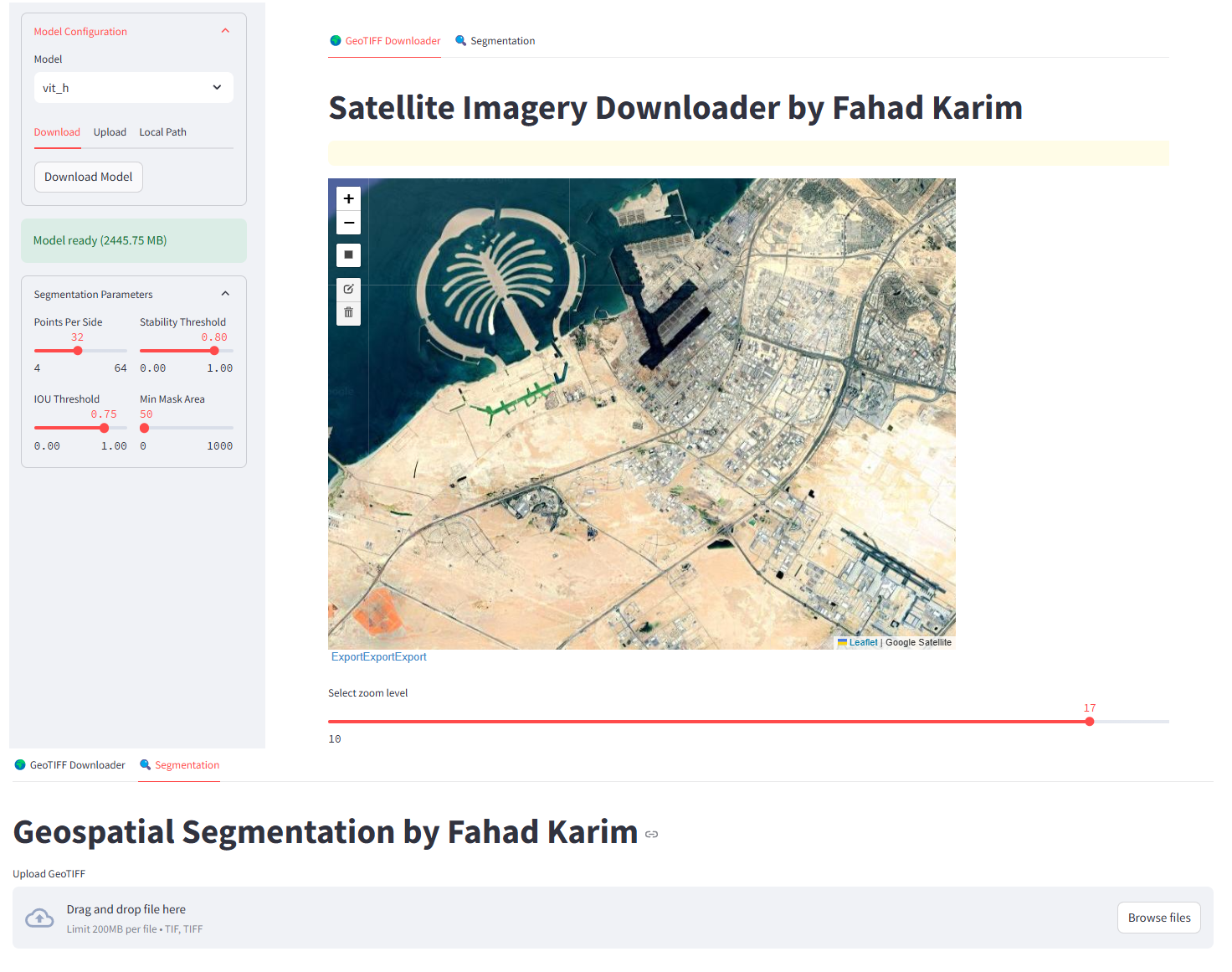 AI Image Segmentation and GeoTIFF Downloader App