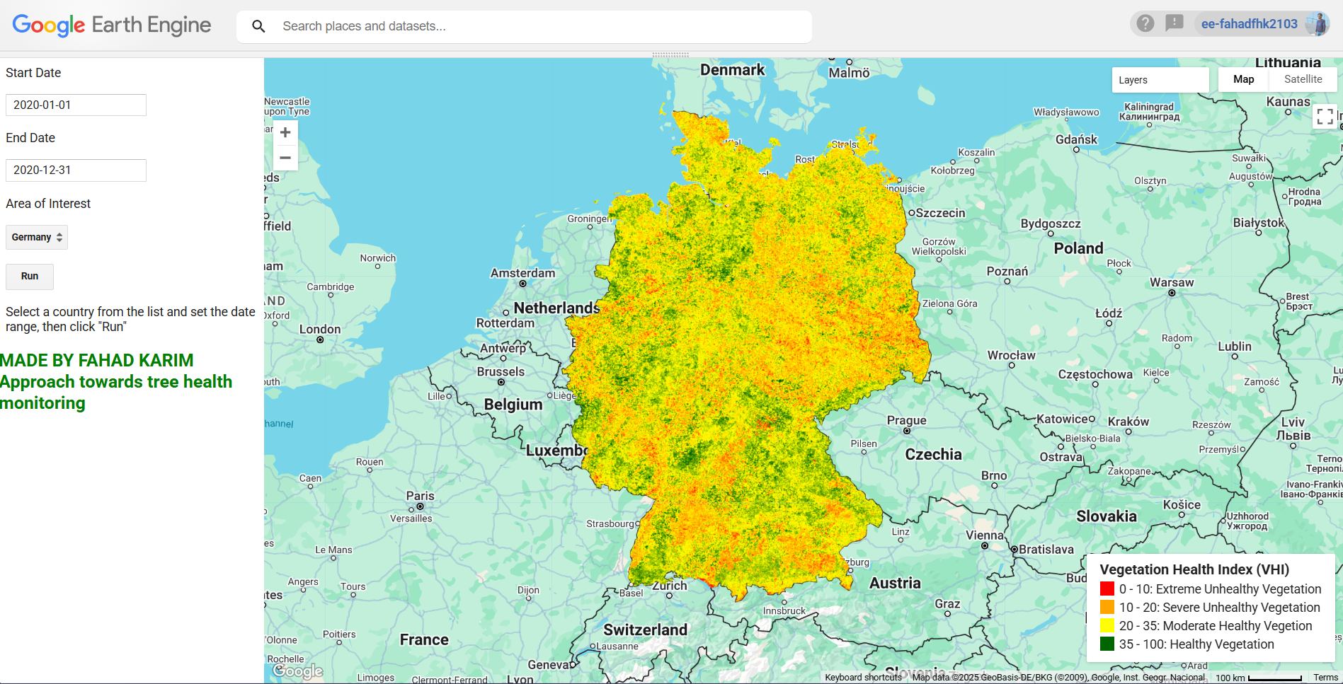 Vegetation Health Index (VHI) Monitoring Tool